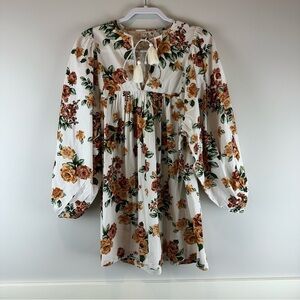 NEW Mille Antique Rose Floral Cottagecore Daisy Empire Waist Mini Dress Small